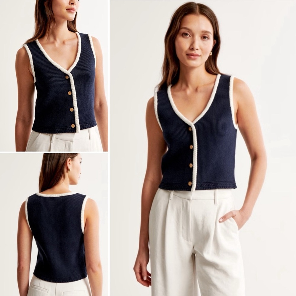 Abercrombie & Fitch Navy Vest with White Trim